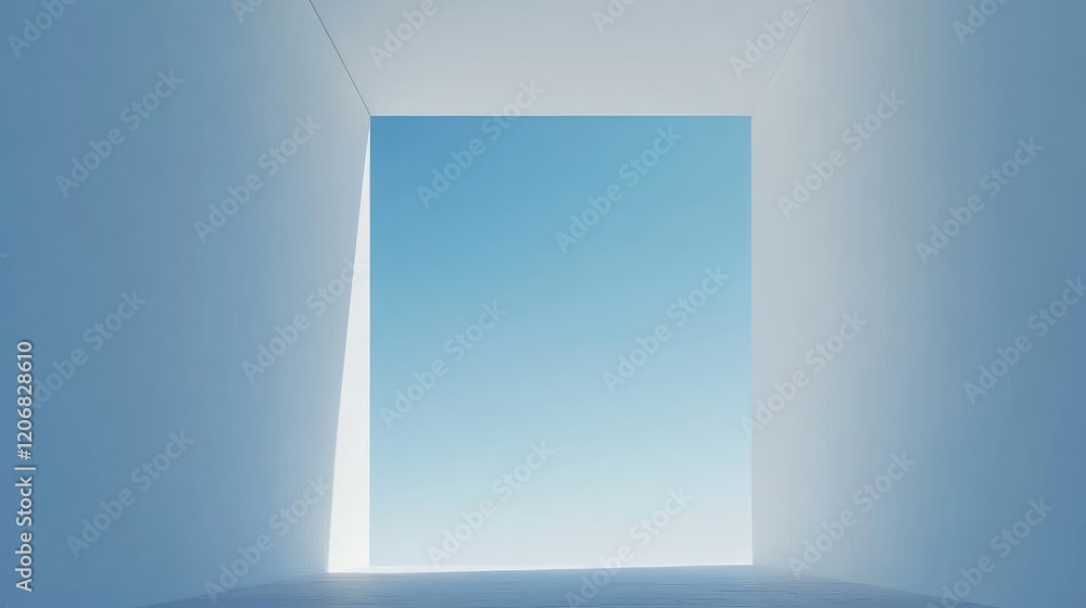 Poster white blank billboard with blue sky background, creating a clean and open space for advertising or p