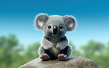Cute Koala Sitting on a Rock