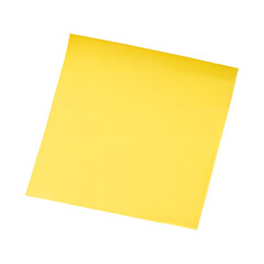 Blank yellow sticky paper texture note isolated on transparent and white background