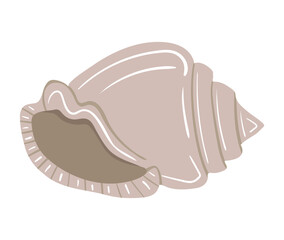Gray seashell icon on white background. Vector illustration