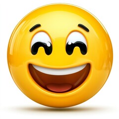 Fototapeta premium Cheerful and Joyful Yellow Smiley Face Emoji with Bright Eyes and Big Smile Perfect for Expressing Happiness and Fun in Digital Communication and Design Projects