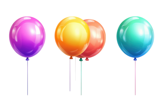 Colorful balloons floating together in a lively celebration setting