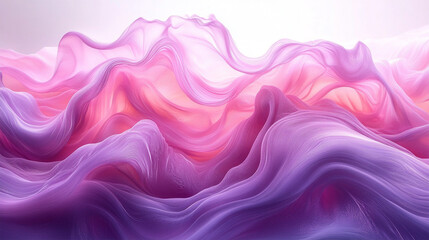 Obraz premium Vibrant Abstract Waves blending pink hues create a mesmerizing visual effect. A closeup of soft, silky pink satin fabric, showcasing its smooth texture.