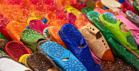 the colorful and traditional leather slippers