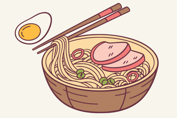 Chinese Noodle Icon Template and Korean Noodles Japanese Food vector illustration