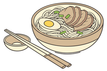 Chinese Noodle Icon Template and Korean Noodles Japanese Food vector illustration