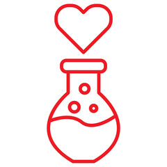 valentine line icon with red coloring
