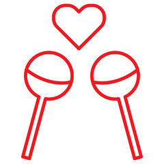 valentine line icon with red coloring