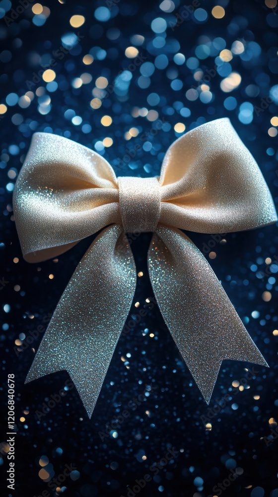 Poster elegant glittering bow on a festive background with shimmering lights creating a magical atmosphere
