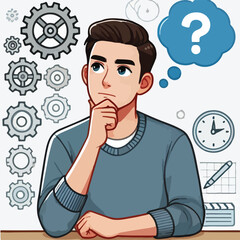 a boy is thinking vector