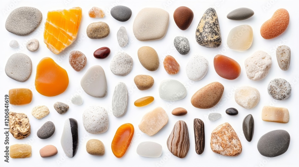Aufkleber a colorful array of smooth pebbles and stones varied in shape, size, and texture displayed in an aes
