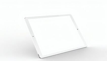 Tablet computer with blank white screen isolated on white background