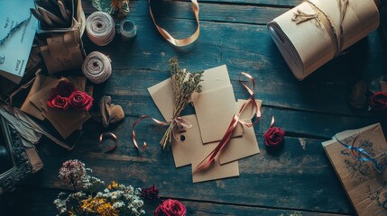 Cozy Handmade Crafting Scene with Floral Touches