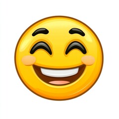 Fototapeta premium Bright and Cheerful Smiley Face Emoji with Wide Grin, Joyful Expression and Rosy Cheeks Ideal for Expressing Happiness and Positivity in Digital Communication