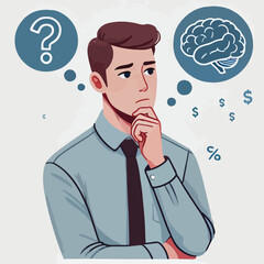 a boy is thinking vector