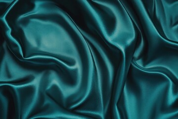 Fototapeta premium Teal silk fabric with elegant drapes and folds.
