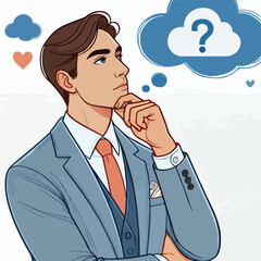 a boy is thinking vector