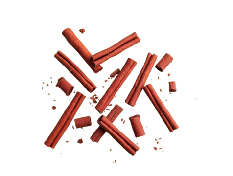 a scattered arrangement of red sticks, resembling snack items such as licorice or candy. - Powered by Adobe