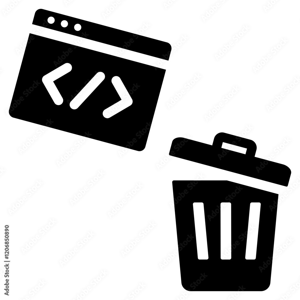 Poster garbage code glyph icon