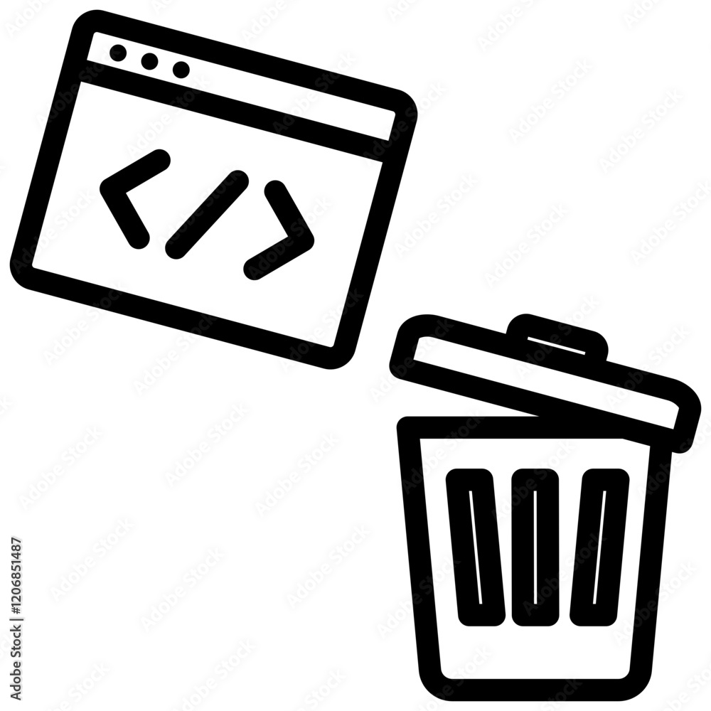 Aufkleber Garbage Code Outline Icon