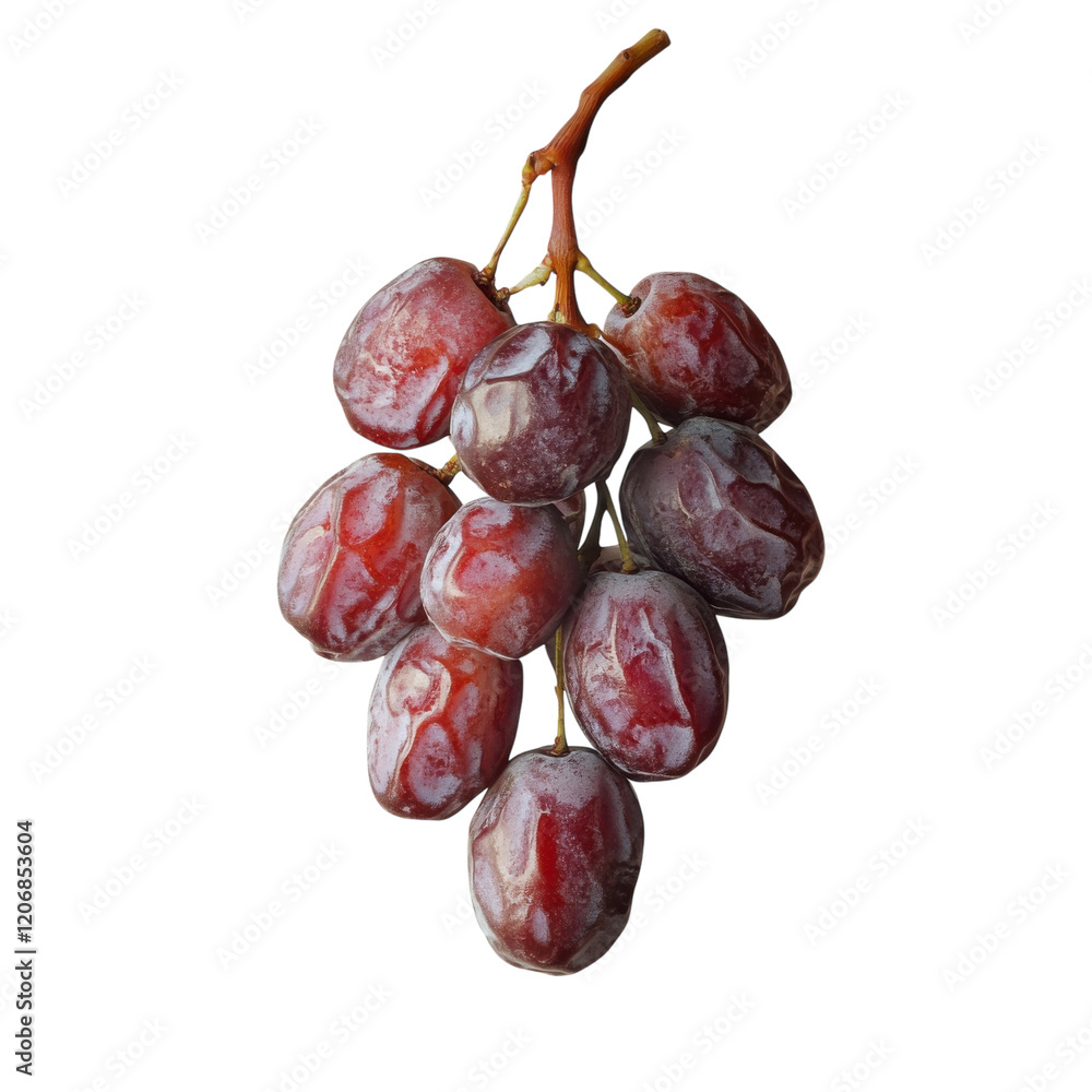 Wall mural Fresh red grapes hanging from a vine, showcasing their vibrant color and natural shine in a close-up view