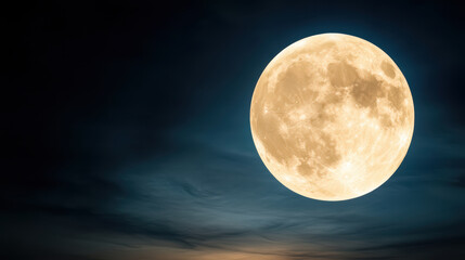 magical night sky with full moon illuminating clouds