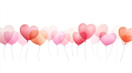 Heart-shaped balloons in a romantic theme, featuring soft hues of red, pink, and peach, perfect for celebrations, events, and special occasions, adding a festive touch to decorations.