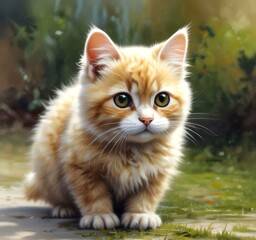 Fototapeta premium Illustration of fluffy cat.