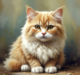 Fototapeta premium Illustration of fluffy cat.