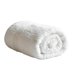 Soft white towel neatly rolled up, perfect for home or spa use in a fresh and clean environment