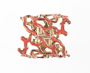 jewelry gold women's bracelet isolated on white background