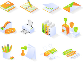 Office Supplies set icon concept