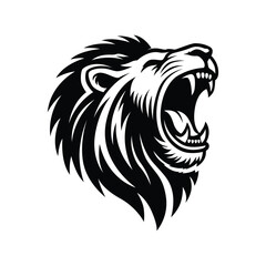 Black and white Lion head vector illustration for your logo template