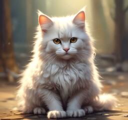 Illustration of fluffy cat.