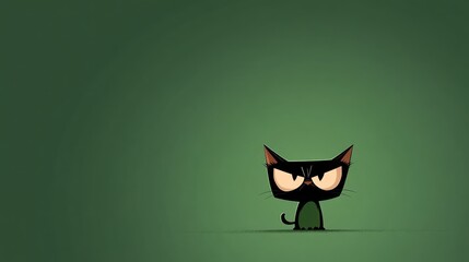 Angry Grumpy Cat Flat Vector Illustration on Green Background - Feline Frustration and Displeasure