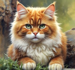 Illustration of fluffy cat.