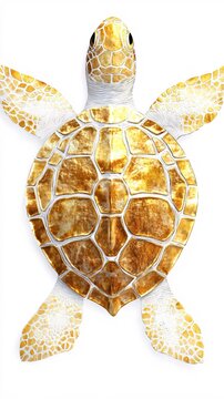 Golden Sea Turtle Shell Elegant Design Tropical Wildlife Nature Aquatic Animal