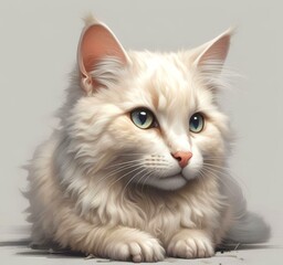 Obraz premium Illustration of fluffy cat.