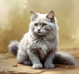 Obraz premium Illustration of fluffy cat.