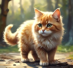 Obraz premium Illustration of fluffy cat.