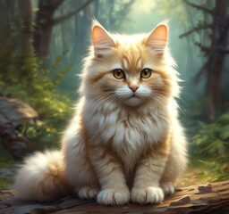 Obraz premium Illustration of fluffy cat.