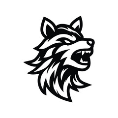 Vector silhouette black Howling Wolf. Abstract vector wolf icon design. Animal Illustration flat logo Isolated on white background.