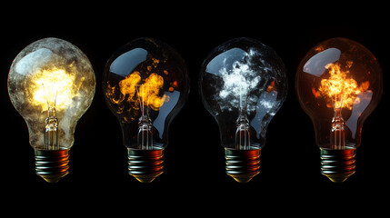 Light bulb concept representing technology innovations and creative thinking, highlighting AI interaction and brainstorming ideas to inspire breakthroughs in a business setting. 