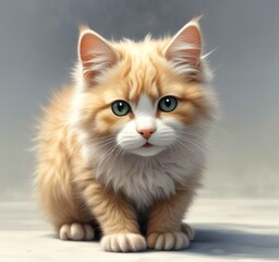 Obraz premium Illustration of fluffy cat.