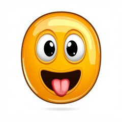 Fototapeta premium Cheerful Iconic Emoji with Big Cute Eyes and Playful Sticking Out Tongue, Perfect for Expressing Happiness and Joyful Emotions in Digital Communication and Social Media