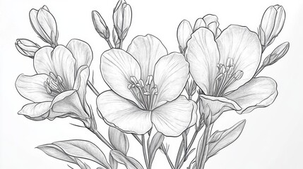 Delicate blossoms waiting for a touch of color in this intricately designed floral coloring page for relaxation and creativity