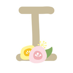 丸いお花のついたアルファベットのI