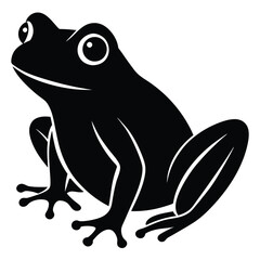 A green frog sitting on a lily pad in a pond with cattails in the background, vector illustration.