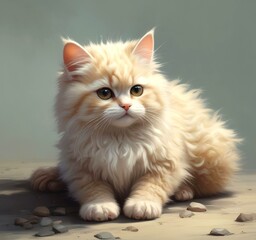 Obraz premium Illustration of fluffy cat.