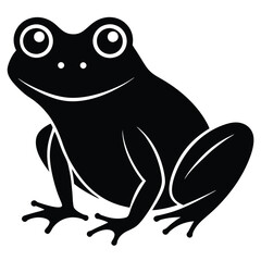 A green frog sitting on a lily pad in a pond with cattails in the background, vector illustration.